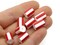 12 12mm to 14mm Red and White Striped Vintage Plastic Tube Beads